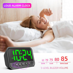 Small LED Digital Clock for Bedroom, Loud Alarm Clock for Heavy Sleepers Adults,