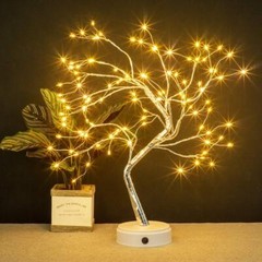 20-in LED Firefly Bonsai Tree Light USB Battery Operated Table Lamp Decor