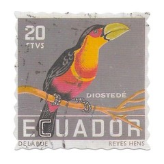 Ecuador Toucan Sticker Die Cut Vintage Stamp Decal Bird Journal Scrapbooking