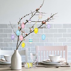 12Pcs Easter Decorations Eggs Hanging Ornaments Colorful for Tree Decor Party