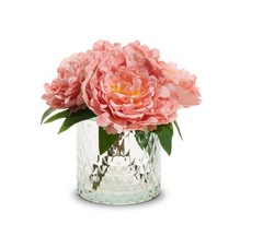 RAZ Imports 9.5″ Peony Bouquet in Glass Vase (4509822)