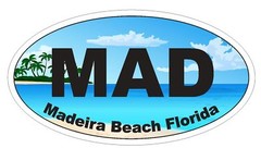 Madeira Beach Oval Bumper Sticker or Helmet Sticker D3731 Florida