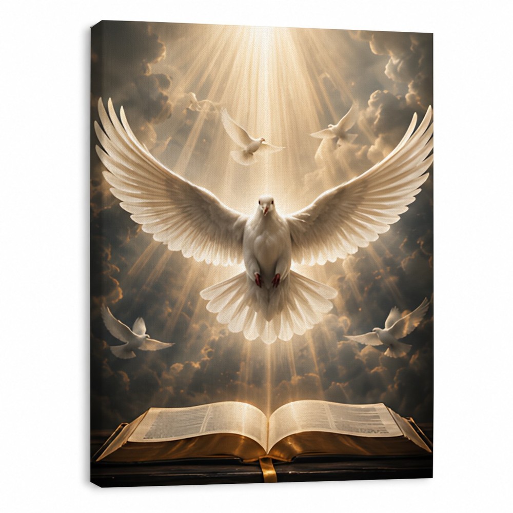 Holy Spirit Dove Bible Canvas, Christian Wall Art, Custom Religious Gift