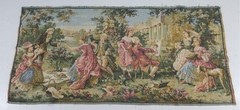 Vintage French Jacquard Woven Romantic Garden Wall Hanging Tapestry 62x29in