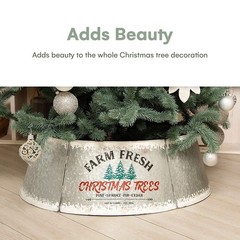 Galvanized Christmas Tree Collar – Adjustable Metal Skirt for Large to Small …
