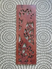 Rustic Home Decor Floral Wood Carved Wall Panel Asian Wood Wall Decor Plaque
