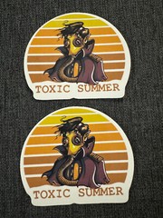 Lot (2) TOXIC SUMMER 2″ x 2 1/2″ Festival Logo STICKERS Fast! FREE SHIP!