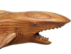 LG Hand Carved Wood Ocean MACO Shark Parasite Wood Coral Nautical Decor CLEARANC