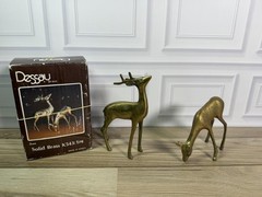 Dessau Brass Deer Figurine Medium Vintage Gold Smooth Living Room Decor Accent