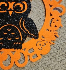 Owl Wall Decoration Round Orange 15 Inches