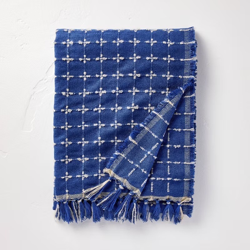 Patterned Throw Blanket Light Blue