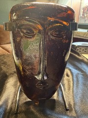 Jaramillo Bros Amber Color Glass Mask Skydancer Hanging Light 8 In