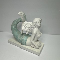 Mermaid Bookends Lightweight Resin Seashells Coastal Decor Fantasy Nautical