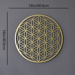 Flower of Life Metal Wall Art 16in Sacred Geometry Lotus Wall Decor Gold