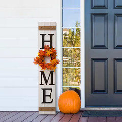 42 In. H Wooden Home Porch Sign with 3 Changeable Wreathes (Spring/Fall/Christma