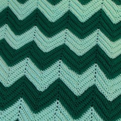 Handmade Green Chevron Crochet Sofa Throw Blanket 72 x 42in Acrylic Vintage
