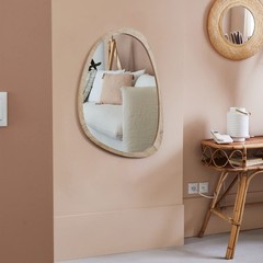 Irregular Mirror for Decor,Wood Frame Asymmetrical Wall-Mounted Mirror, Large…