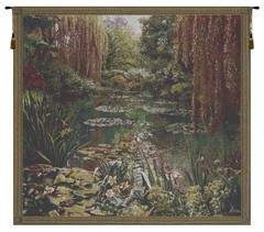 Claude Monet Garden III Small Border Belgian Tapestry Wall Hanging Wall Art