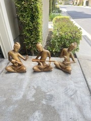 Three Set Of Musicians Wood Carved Statue for Home Decor, Gift Collectible