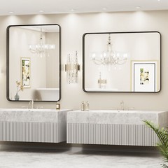 Black Metal Framed Vanity Mirror for Bathroom in 3 Sizes – Anti-Rust Finish