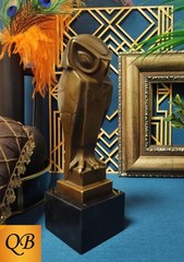 ART DECO BRONZE STATUE 1920’S STYLISED OWL FIGURINE SCULPTURE CUBIST BIRD FIGURE