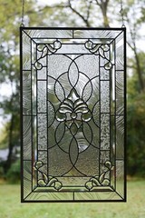 20″ x 33.75″ Stunning Handcrafted stained glass Clear Beveled window panel