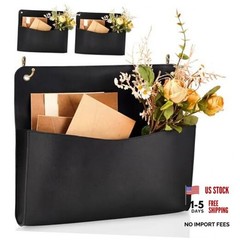 2 Set PU Leather Mail Holder Wall Mount 12.2×10.24 Inch Leather Letter Black