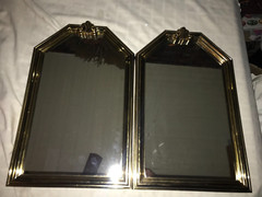2 VTG 1988 HOMCO #2178 GOLD Resin Plastic WALL MIRROR Hollywood Regency 23″x14¼»