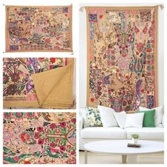 Vintage Wall Tapestry Cotton Hand Beads Embroidered Patchwork Ethnic Hanging 60″