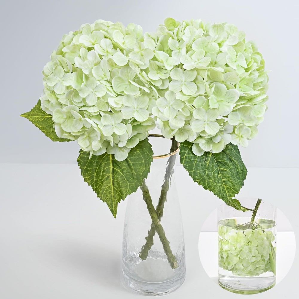 2Pcs 21in Hydrangea Artificial Flowers, Latex Real Touch Hydrangeas Lifelike …