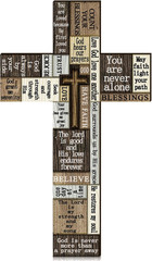 Wooden Cross Wall Sign with Inspirational Words, 8 X 13.8 X 0.2 Inches