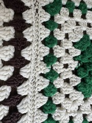 Vintage Granny Square Crochet Afghan Brown Cream Gold Green Multicolor Throw