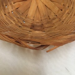 Woven Bamboo Basket Home Decor 9in Brown Round Farmhouse Style Cottagecore
