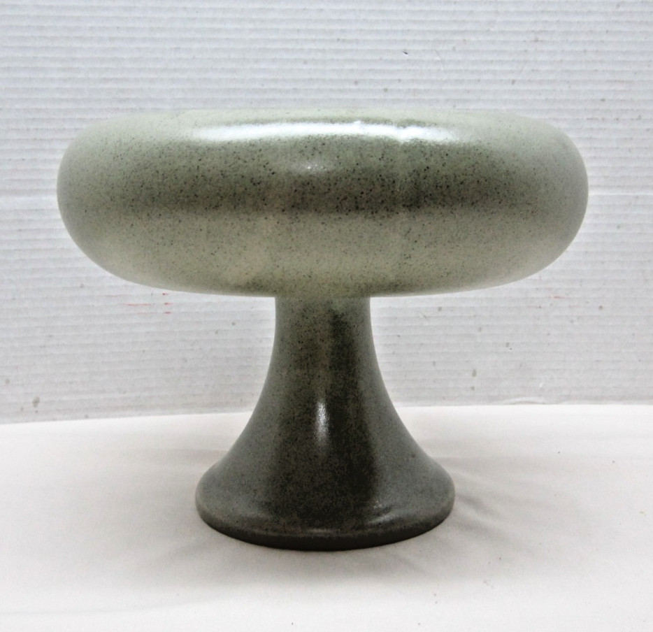 Vintage MCM Ceramic Green Pedestal Centerpiece Bowl