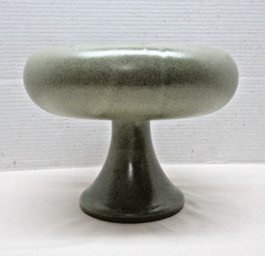 Vintage MCM Ceramic Green Pedestal Centerpiece Bowl
