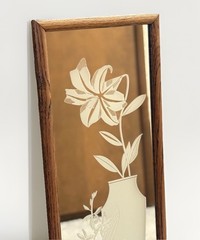 Vintage Randolph Buford Signed Etched Tiger Lily Mirror Wood Frame Wall Art