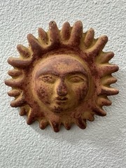 Celestial 3D Anthropomorphic 6” Sun Face Wall Hanging Southwest Design