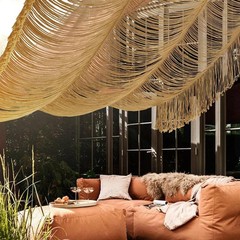 Macrame Curtain Boho Doorway Window Wall Decor Fiber Yarn Art Handwoven Hanging
