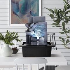 Zen Water Fountain with LED Lights – Relaxing Indoor Feature