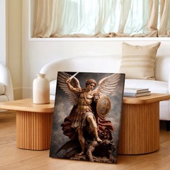 Wall Art Archangel Warrior Angel with Sword Shield Religious Fantasy Print Decor