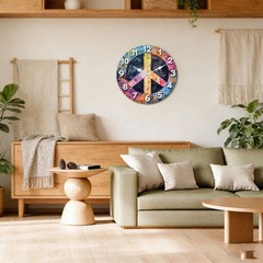 Colorful Peace Sign Wall Clock Wooden Silent Clock No Battery Home Decors