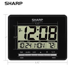 Sharp Atomic Desktop Clock – Auto Set Digital Alarm – Small, Black