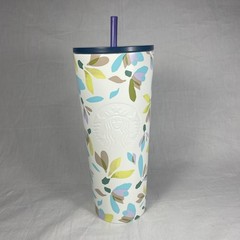Starbucks Cold Cup Spring 2023 Steel White Floral Tumbler 24 oz Snowdrop