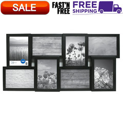 8-Opening 4″ x 6″ Linear Black Collage Picture Frame Wall Home Office Decor NEW