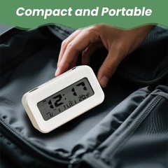 White Digital Alarm Clock with Temperature Date Weekday Display Battery Operate