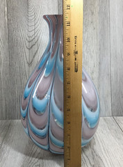 Lavender to Blue Melting Swirl Teardrop Glass Vase 11.5 x 6 inches