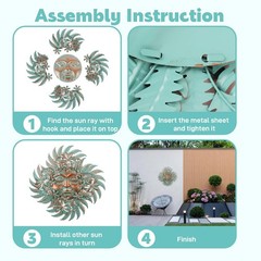 Large Metal Sun Outdoor Wall Decor, 24 Inch Sun Flower Metal Garden Wall Art,…