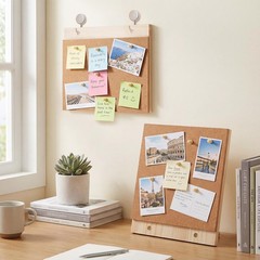 2 PCS 9.8×8.3 Inch Desktop Wood Frame Cork Bulletin Board With 12 Push Pins