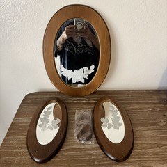 Vintage House Of Lloyd 1989 Oval Wall Mirror Set Floral Cottage Decor 3-Piece