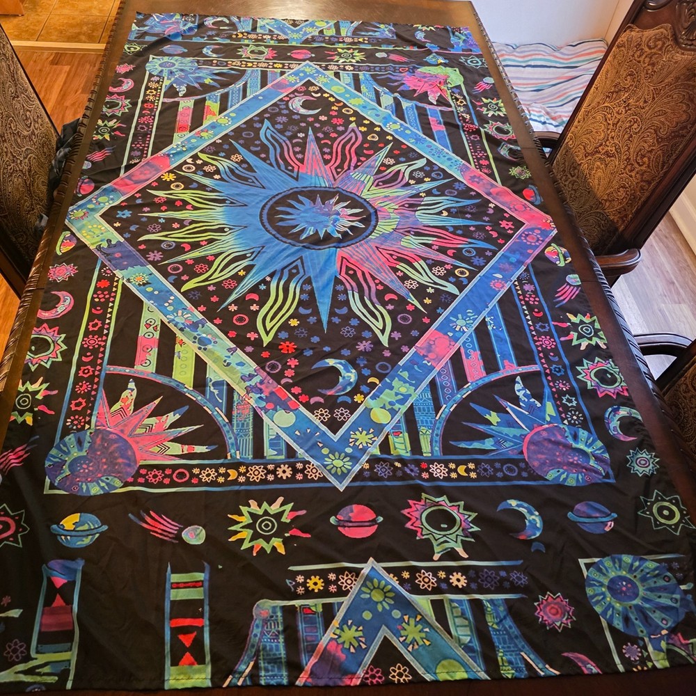 Large Multicolored Wall Tapestry – 70 in x 39 in – Sun/Moon/Planets/Astronomy